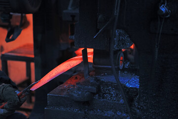 Steel spade forging line in factory, China