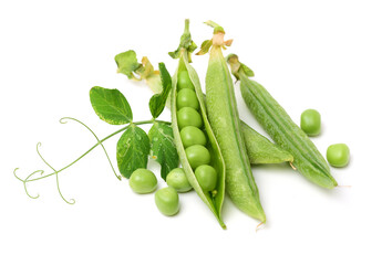 Fresh peas isolated on white background