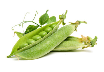 Fresh peas isolated on white background