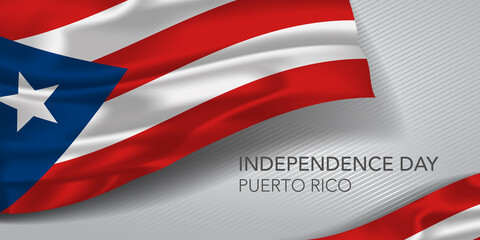 Puerto Rico happy independence day greeting card, banner with template text vector illustration