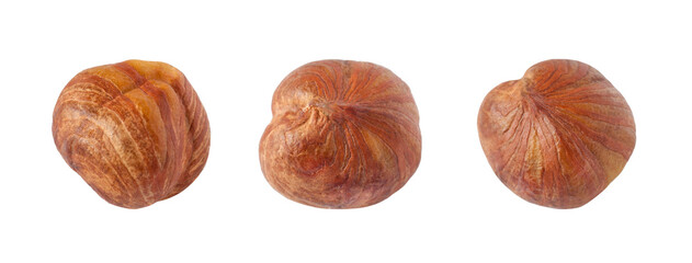 Hazelnuts, isolated on a white background
