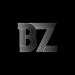 Initial letter logo BZ linked white colored, isolated in black background. Vector design template elements for company identity.