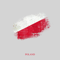 Grunge Flag Of Poland. Isolated on gray Background