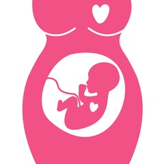 Silhouette of pregnant woman and heart