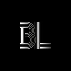 Initial letter logo BL linked white colored, isolated in black background. Vector design template elements for company identity.
