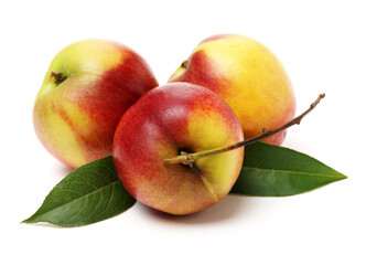 ripe peach on white background