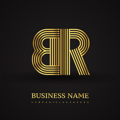 Letter BR linked logo design. Elegant golden colored symbol for your business or company identity.