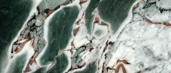 Rainforest green marble texture background, luxurious green agate marble texture with brown veins, polished quartz stone background, natural breccia marble for ceramic wall and floor tiles.