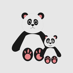 Adult Panda and baby on a white background