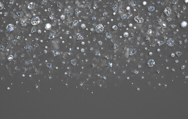 Diamonds on a gray background. 3d illustration