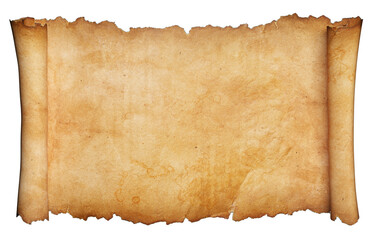 Horizontal paper scroll or manuscript isolated on a white background. Clipping path included
