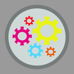 Vector icon illustration of gear machine simple colorful symbol