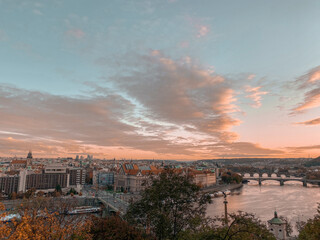sunset over the city
