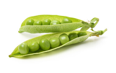 Fresh peas isolated on white background