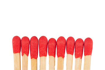 red match sticks heads isolated on white
