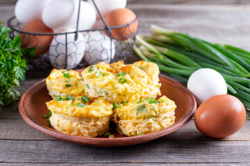 Delicious and healthy fresh baked egg bites on the plate