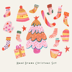 Hand-drawn Christmas Watercolor Set