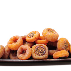 dried persimmon on white background.