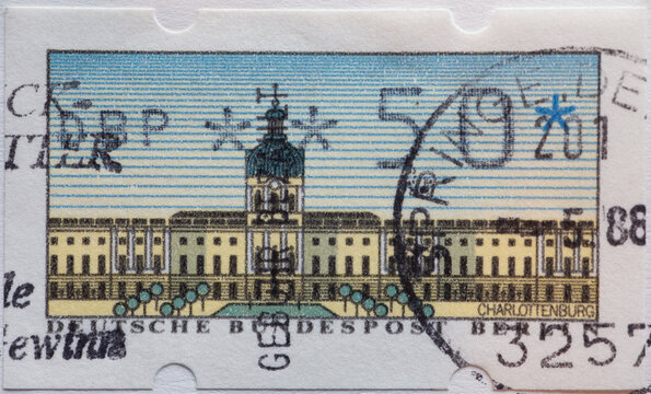 GERMANY - CIRCA 1988 : a postage stamp from Germany, showing Carlottenburg Palace on a machine postage stamp