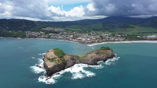 Tombolo Sainte Marie natural peninsula aerial shot Martinique 