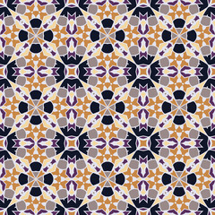 Creative color abstract geometric pattern in beige orange violet, vector seamless, can be used for printing onto fabric, interior, design, textile, pillow, carpet.
