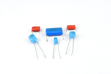 Radio components, vintage, capacitors, tantalum six pieces, passive electronic component