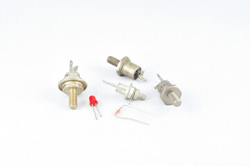 Radio components, vintage, diodes, controlled thyristors LEDs