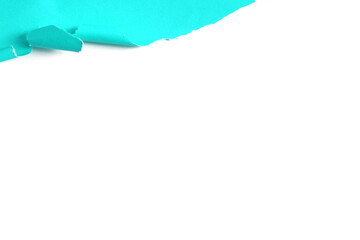 blue torn paper isolated on white background with space for text