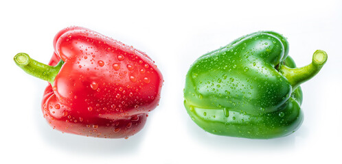 red and green pepper  in group retouched and isolated white background