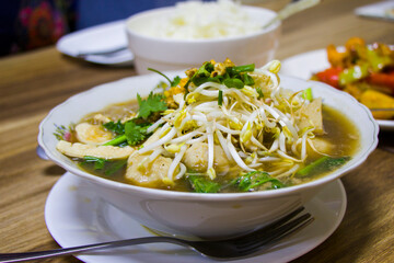 Thai chicken meatball soup in restaurant