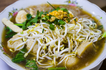 Thai chicken meatball soup in restaurant