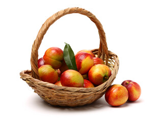 ripe peach on white background