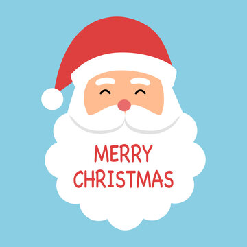 Merry Christmas concept vector illustration. Santa Claus head smiling in flat design. Design for web, banner, poster, greeting card.	

