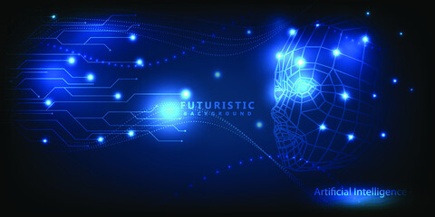 Obraz premium Futuristic digital tech combination with AI and digital technology future background. Vector illustrations.