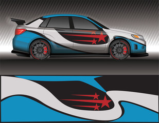 Fototapeta premium Car livery wrap decal, rally race style vector illustration abstract background