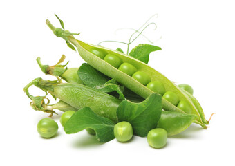 Fresh peas isolated on white background