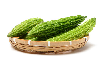 bitter gourd on white background.