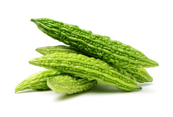 bitter gourd on white background.