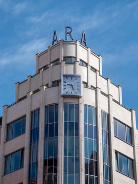 Prague, Czech Republic - June 10 2019: Functionalist Buildingpalac ARA. A Famous Landmark of Modernist Bauhaus Style and Functionalism designed by Milan Babuska in 1931.