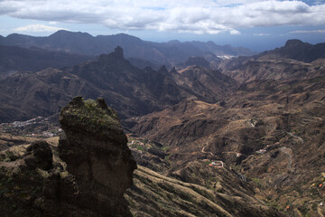 Fototapeta na wymiar Gran Canaria, landscape of the central part of the island, Las Cumbres, ie The Summits, October