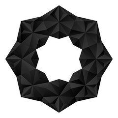 3D black geometric eight-pointed flower. Arranged in an origami mandala style. Vector illustration.