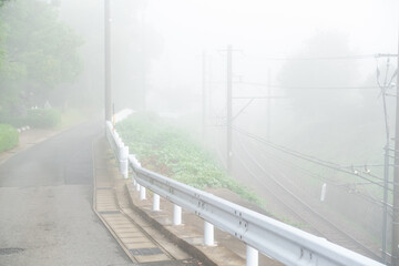 霧に包まれた景色の写真。迷いのイメージ。