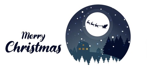 Christmas vector background. Winter is coming. Snowy night with first, coniferous forest, light garlands, falling snow, Woodland landscape for winter and new year holidays. Holiday winter landscape.