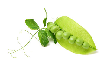 Fresh peas isolated on white background