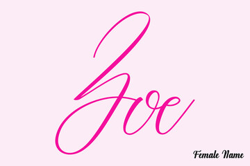 Zoe-Female Name Calligraphy Cursive Dork Pink Color Text on Light Pink Background