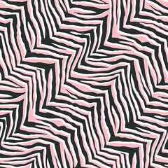 Seamless vector zebra pattern. Trendy stylish wild stripes print. Animal print background for fabric, textile, design, advertising banner etc.