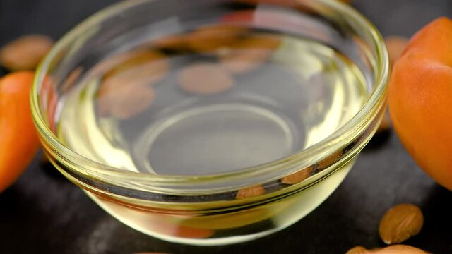 Apricot Kernel Oil on a rotating plate (seamless loopable)