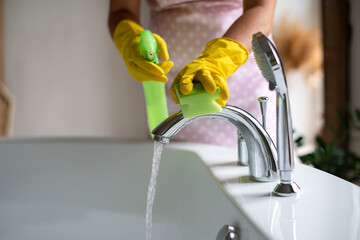 Professional cleaning of the bathroom and toilet. Cleanliness and hygiene at home. Cleaning service...