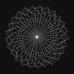Many rectangle strokes that makes round twisted shape. Wireframe pattern fro