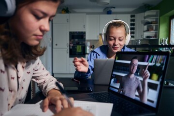 Online school lesson at home